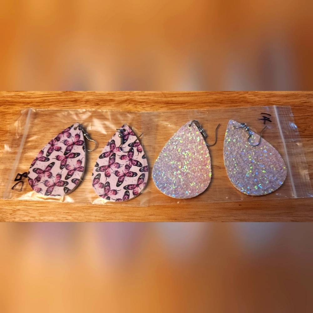2 pr of Leather painted Dangle Earring